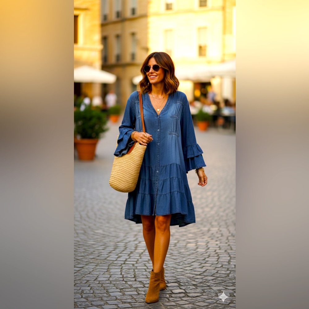 Denim dress one size . Perfect to spring summer . One size